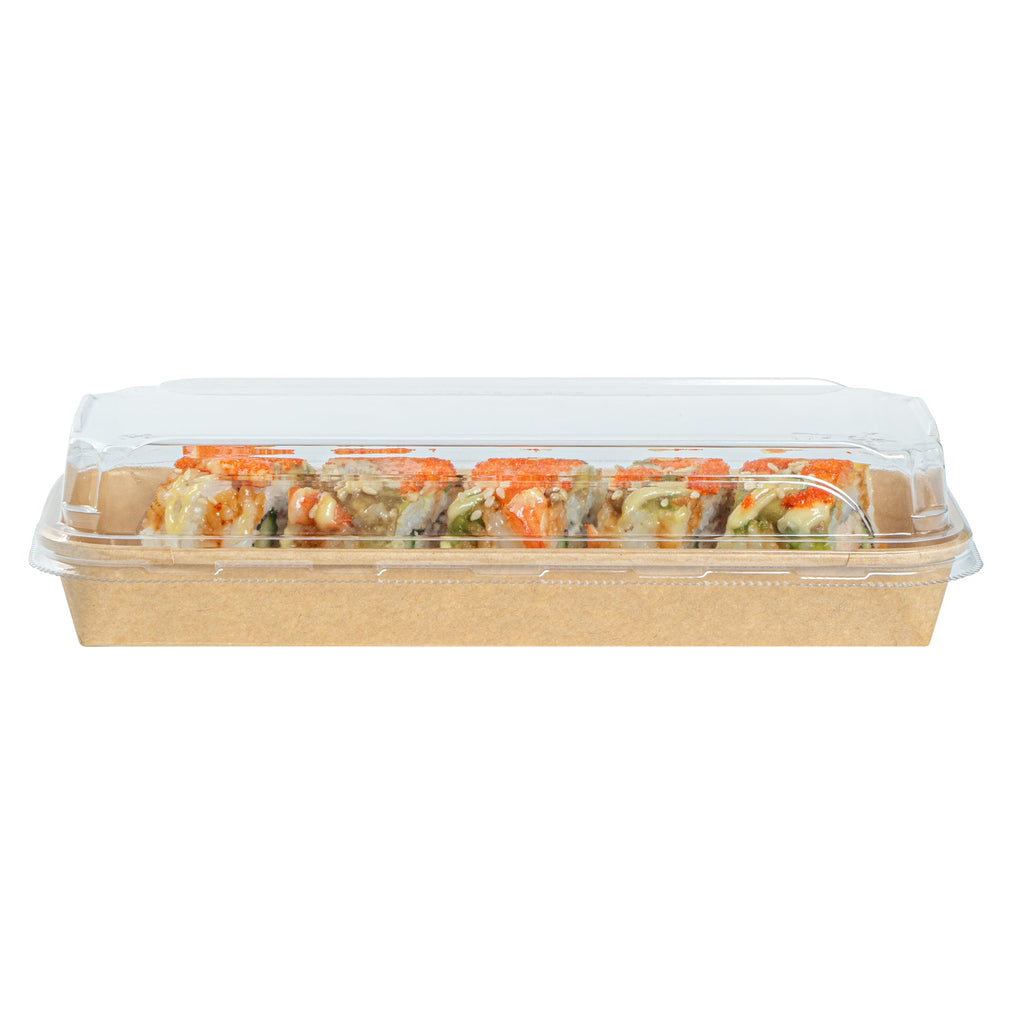 Matsuri Vision Clear PET Plastic Lid - Fits 10 oz Sushi Container, Anti-Fog - 100 count box