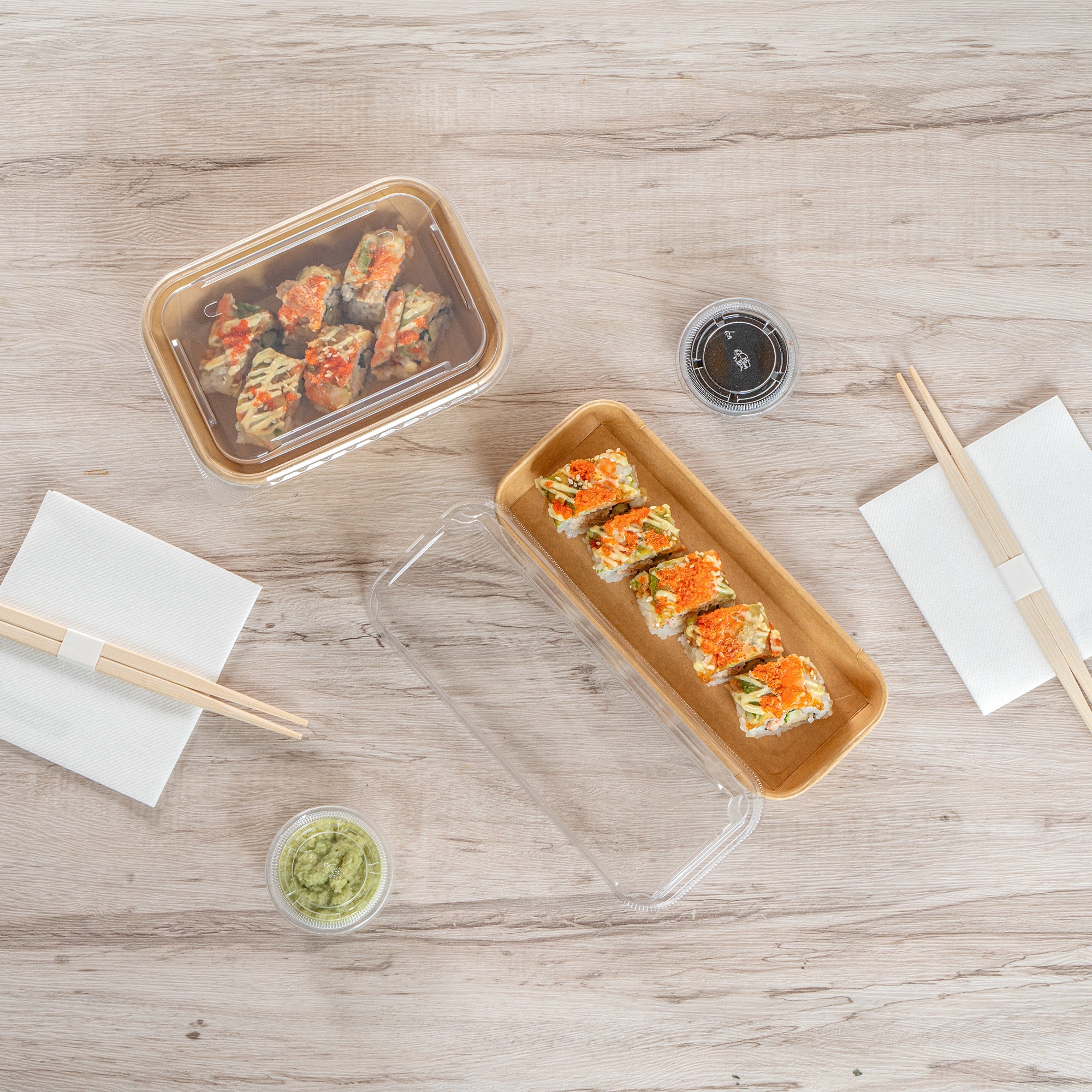Matsuri Vision Clear PET Plastic Lid - Fits 10 oz Sushi Container, Anti-Fog - 100 count box