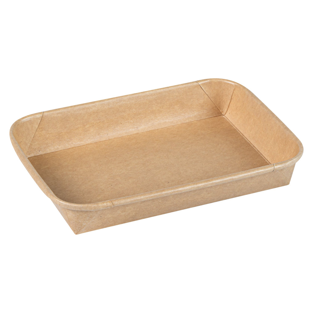 Matsuri Vision 8 oz Rectangle Kraft Paper Sushi Container - 6 1/2" x 4 1/2" x 1" - 50 count box