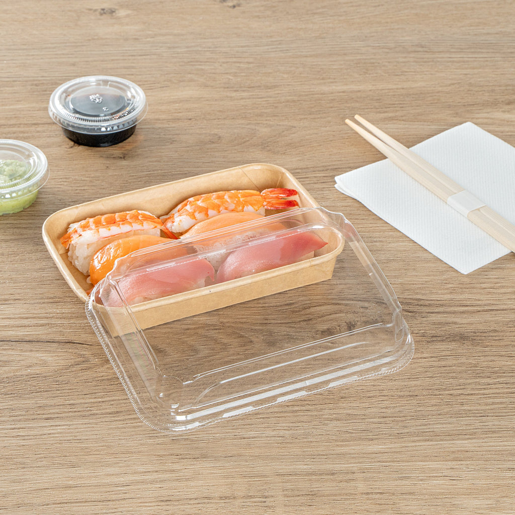 Matsuri Vision Clear PET Plastic Lid - Fits 8 oz Sushi Container, Anti-Fog - 50 count box