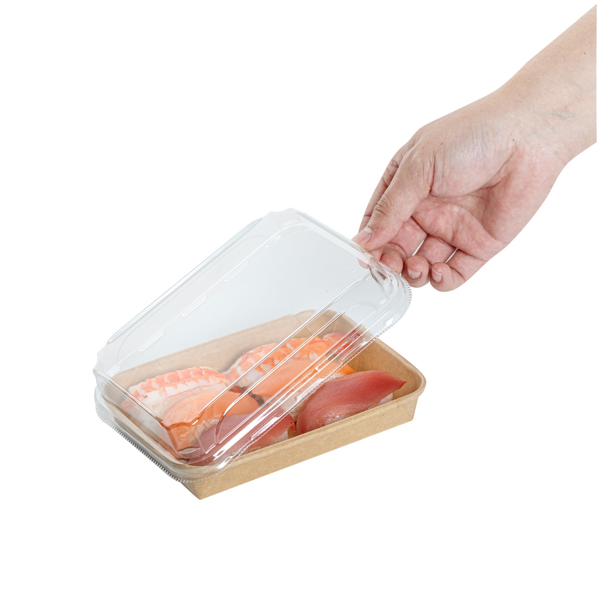Matsuri Vision Clear PET Plastic Lid - Fits 8 oz Sushi Container, Anti-Fog - 50 count box