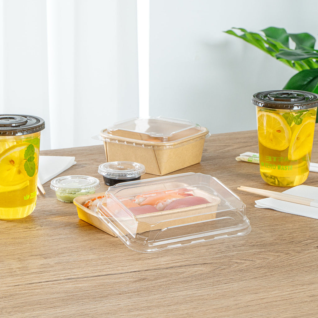 Matsuri Vision Clear PET Plastic Lid - Fits 8 oz Sushi Container, Anti-Fog - 50 count box