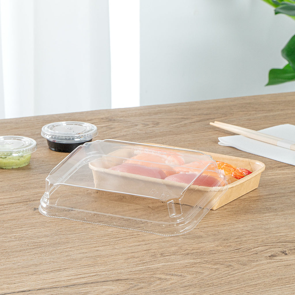 Matsuri Vision Clear PET Plastic Lid - Fits 8 oz Sushi Container, Anti-Fog - 100 count box