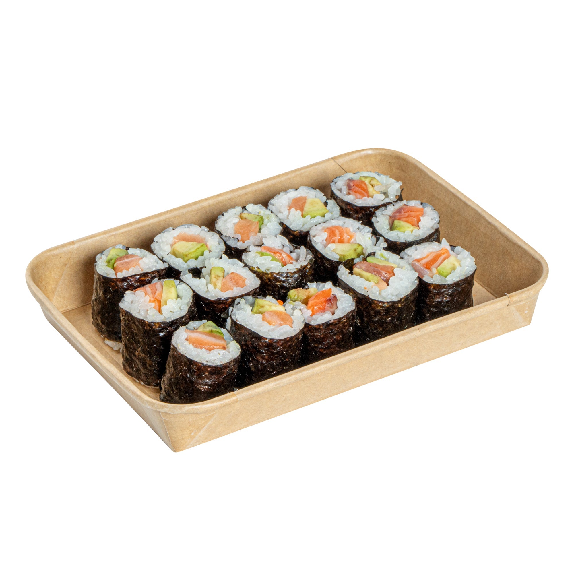 Matsuri Vision 11 oz Rectangle Kraft Paper Sushi Container - 7 1/4" x 5" x 1" - 100 count box