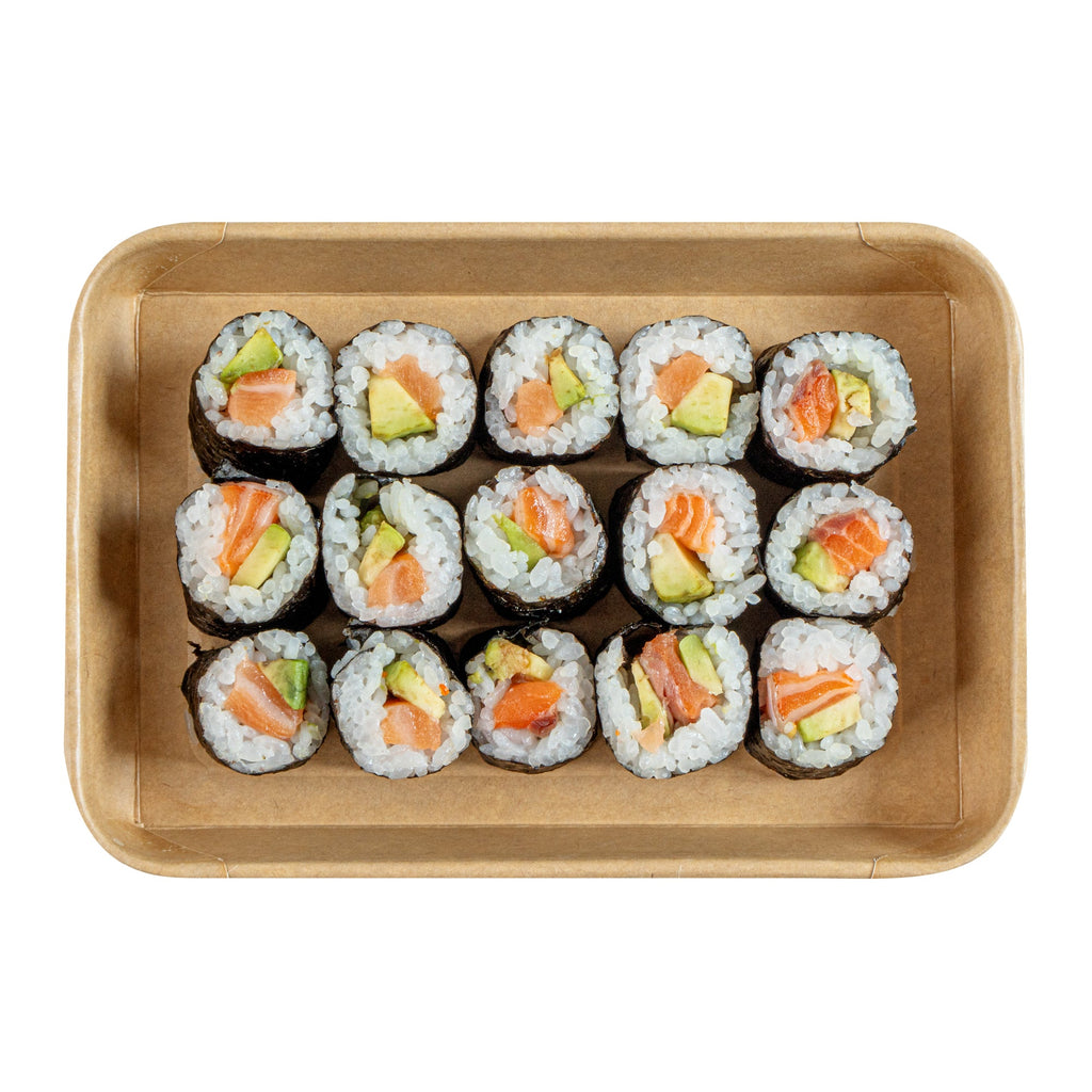 Matsuri Vision 11 oz Rectangle Kraft Paper Sushi Container - 7 1/4" x 5" x 1" - 50 count box