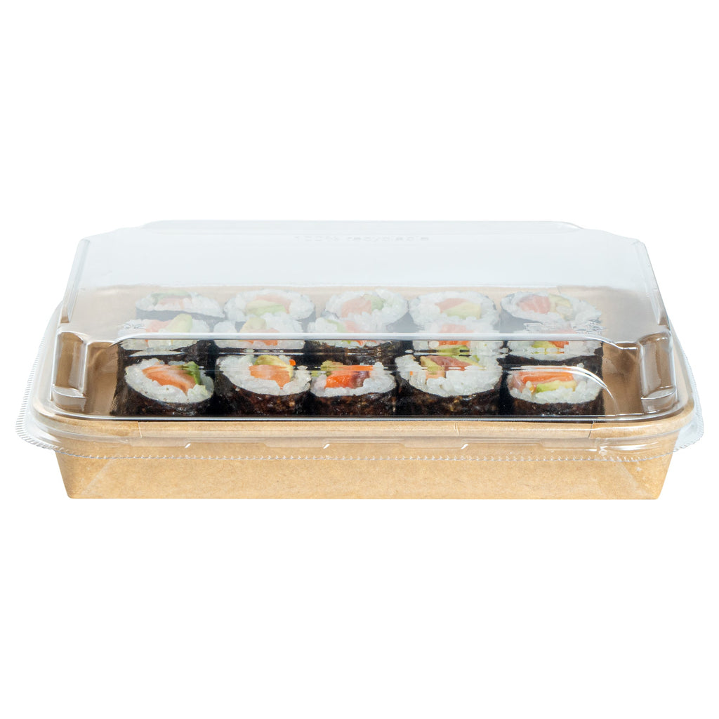 Matsuri Vision Clear PET Plastic Lid - Fits 11 oz Sushi Container, Anti-Fog - 50 count box