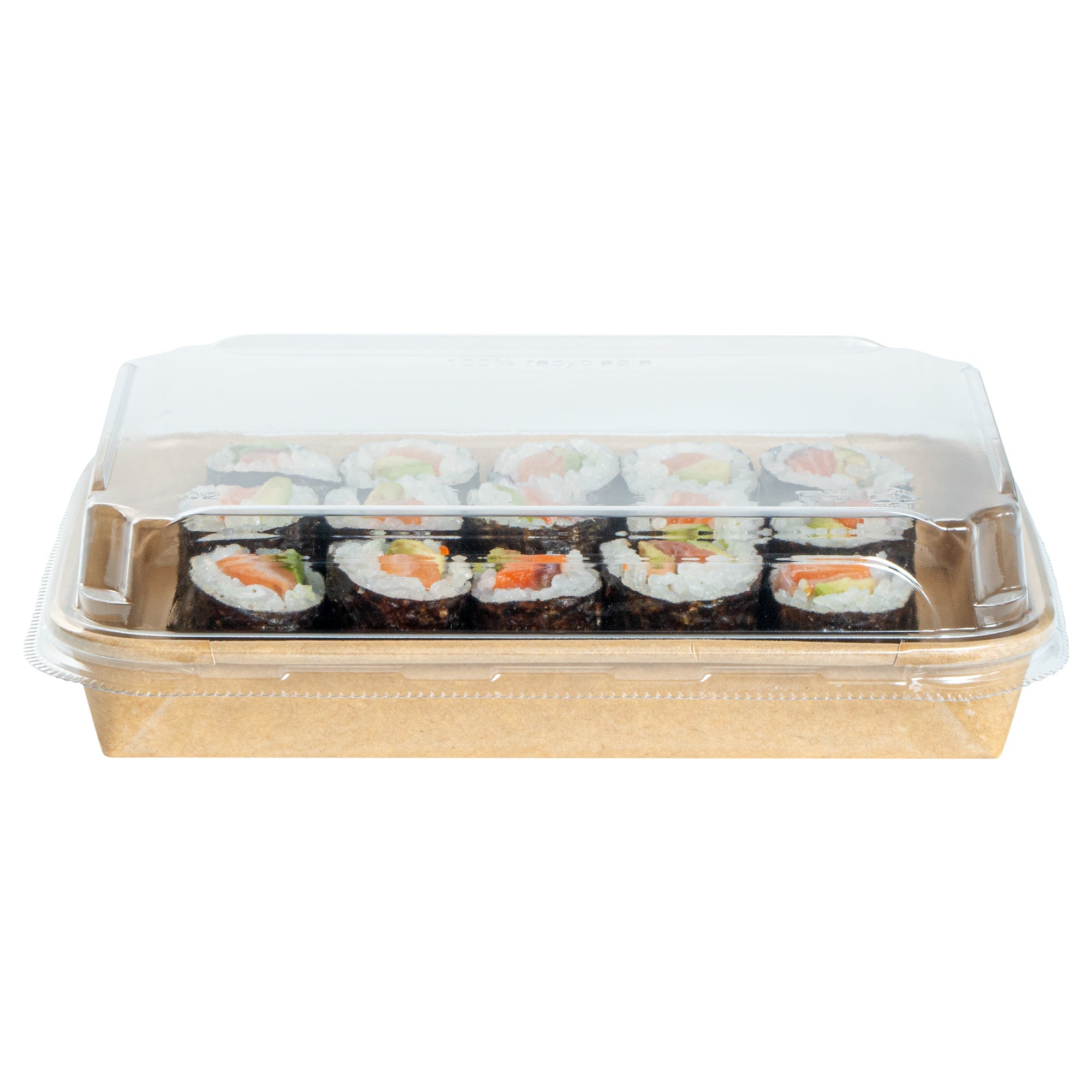 Matsuri Vision Clear PET Plastic Lid - Fits 11 oz Sushi Container, Anti-Fog - 50 count box
