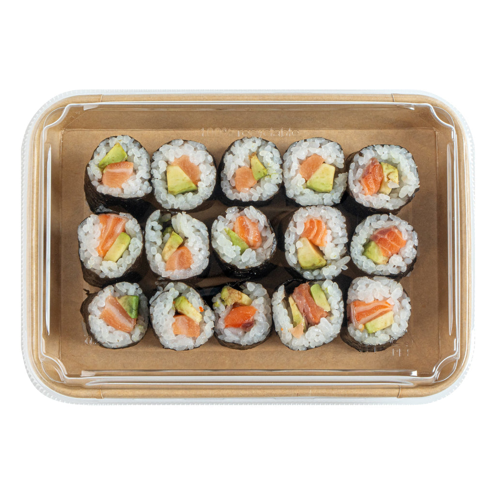 Matsuri Vision Clear PET Plastic Lid - Fits 11 oz Sushi Container, Anti-Fog - 50 count box