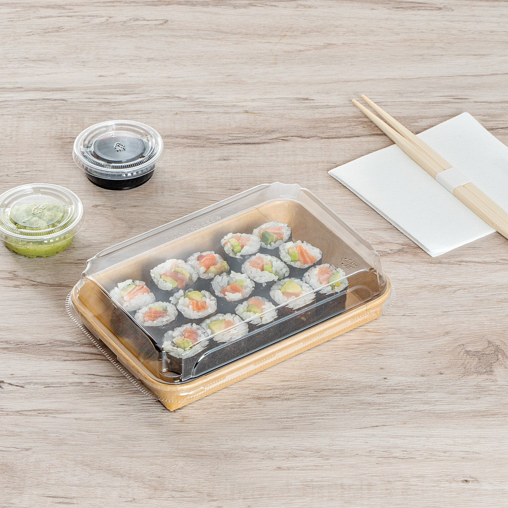 Matsuri Vision Clear PET Plastic Lid - Fits 11 oz Sushi Container, Anti-Fog - 50 count box