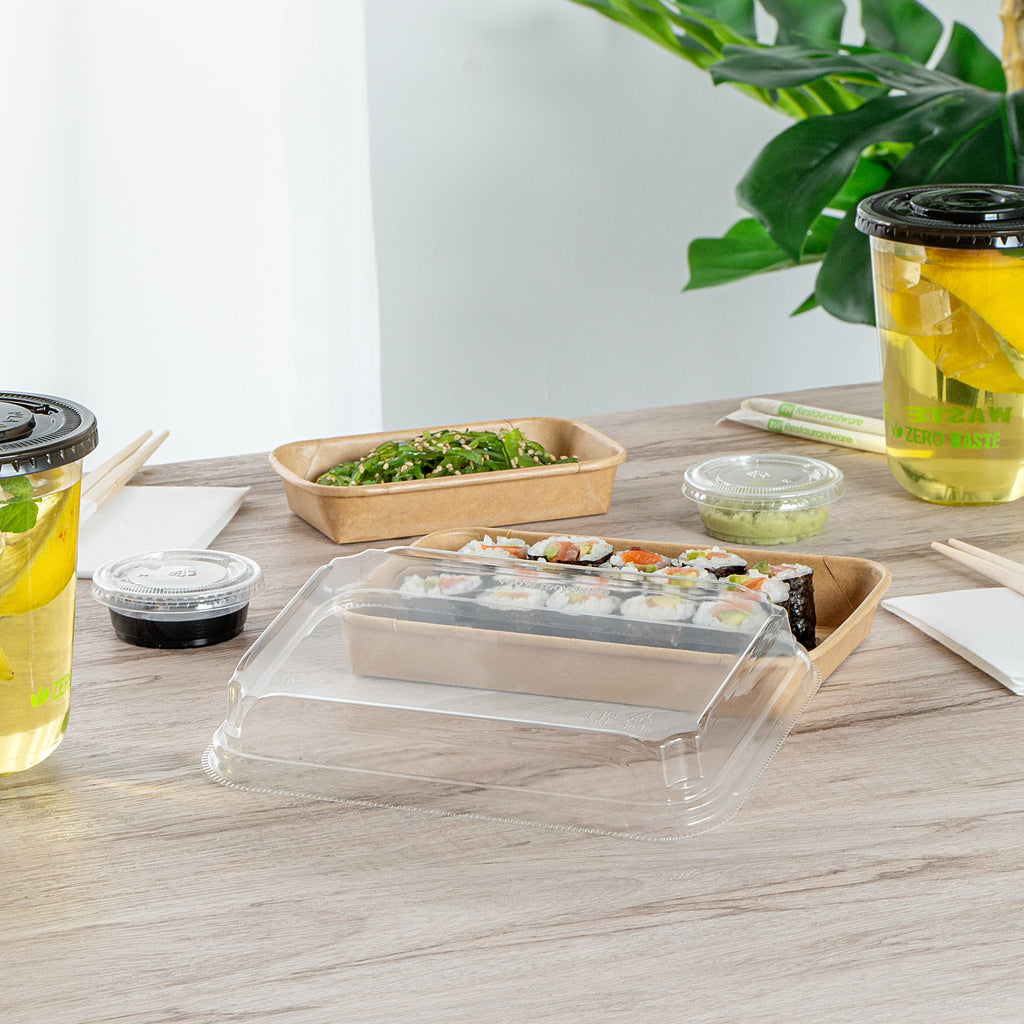 Matsuri Vision Clear PET Plastic Lid - Fits 11 oz Sushi Container, Anti-Fog - 50 count box