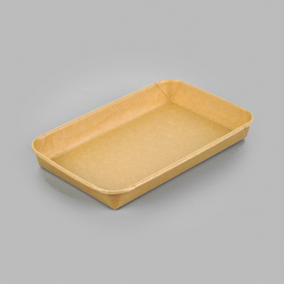 Matsuri Vision 15 oz Rectangle Kraft Paper Sushi Container - 8 3/4" x 5 1/2" x 1" - 100 count box