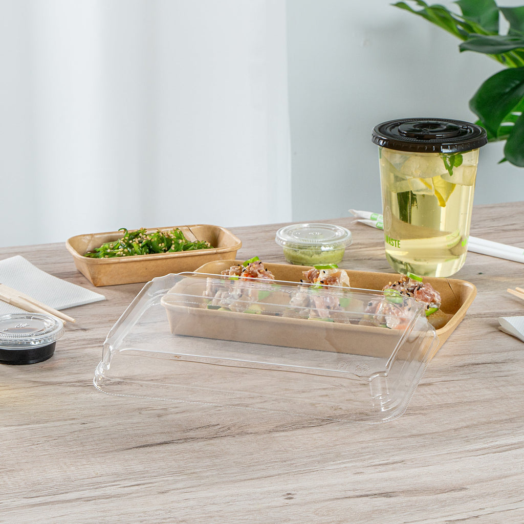 Matsuri Vision Clear PET Plastic Lid - Fits 15 oz Sushi Container, Anti-Fog - 50 count box