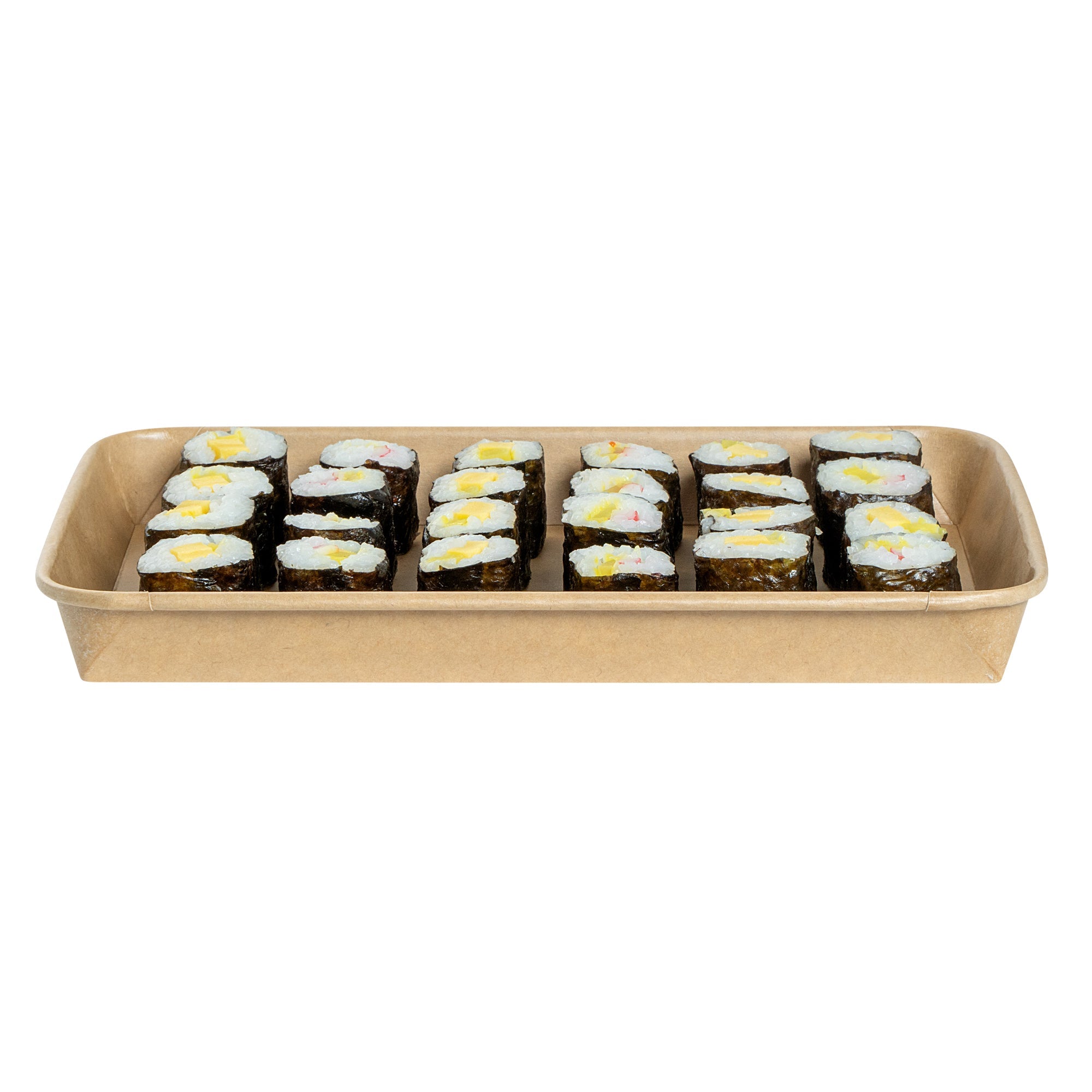 Matsuri Vision 20 oz Rectangle Kraft Paper Sushi Container - 9 1/2" x 6" x 1" - 50 count box