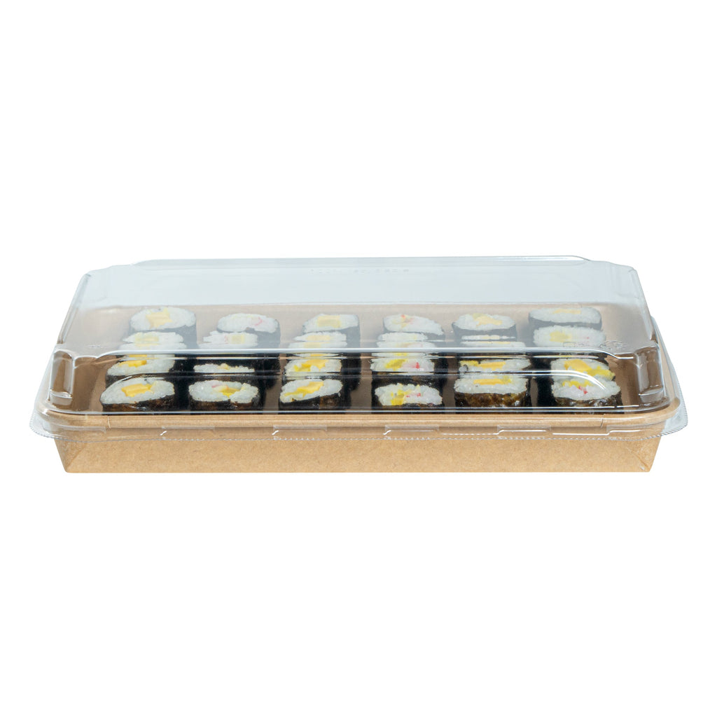 Matsuri Vision Clear PET Plastic Lid - Fits 20 oz Sushi Container, Anti-Fog - 50 count box