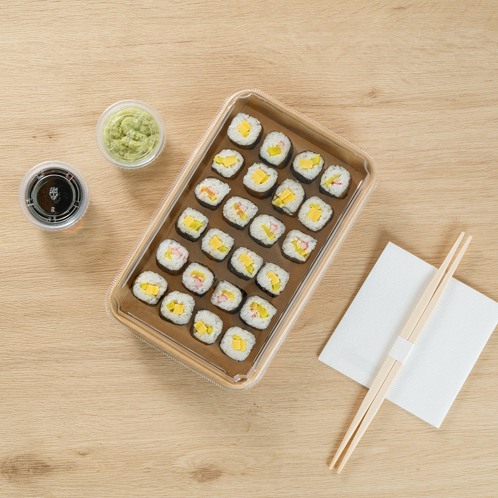 Matsuri Vision Clear PET Plastic Lid - Fits 20 oz Sushi Container, Anti-Fog - 50 count box
