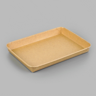 Matsuri Vision 23 oz Rectangle Kraft Paper Sushi Container - 10" x 7 1/4" x 1" - 100 count box