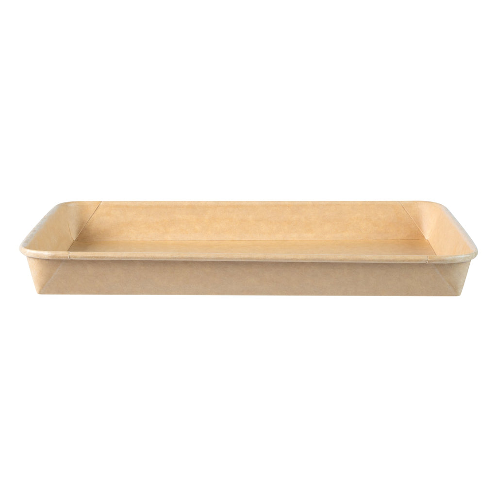 Matsuri Vision 23 oz Rectangle Kraft Paper Sushi Container - 10" x 7 1/4" x 1" - 100 count box