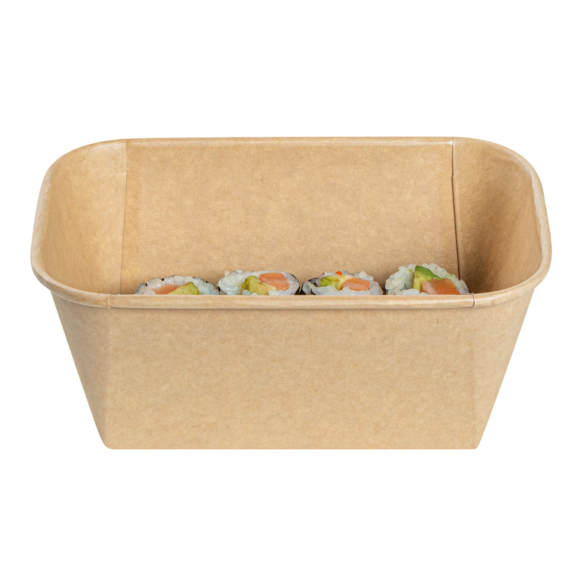 Matsuri Vision 34 oz Rectangle Kraft Paper Sushi Container - 6 1/2" x 4 3/4" x 2 3/4" - 50 count box