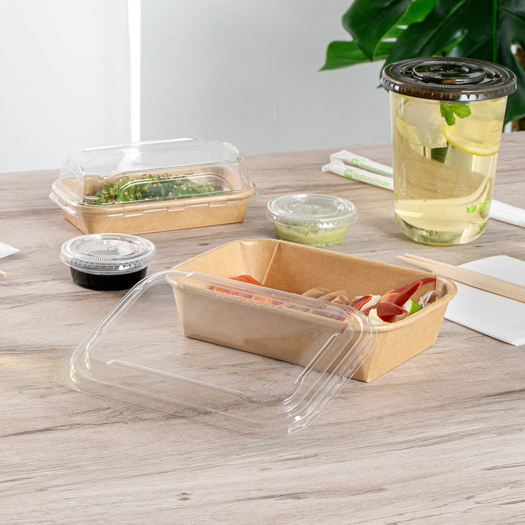 Matsuri Vision Clear PET Plastic Lid - Fits 17, 22, 26 and 34 oz Sushi Containers, Anti-Fog - 100 count box