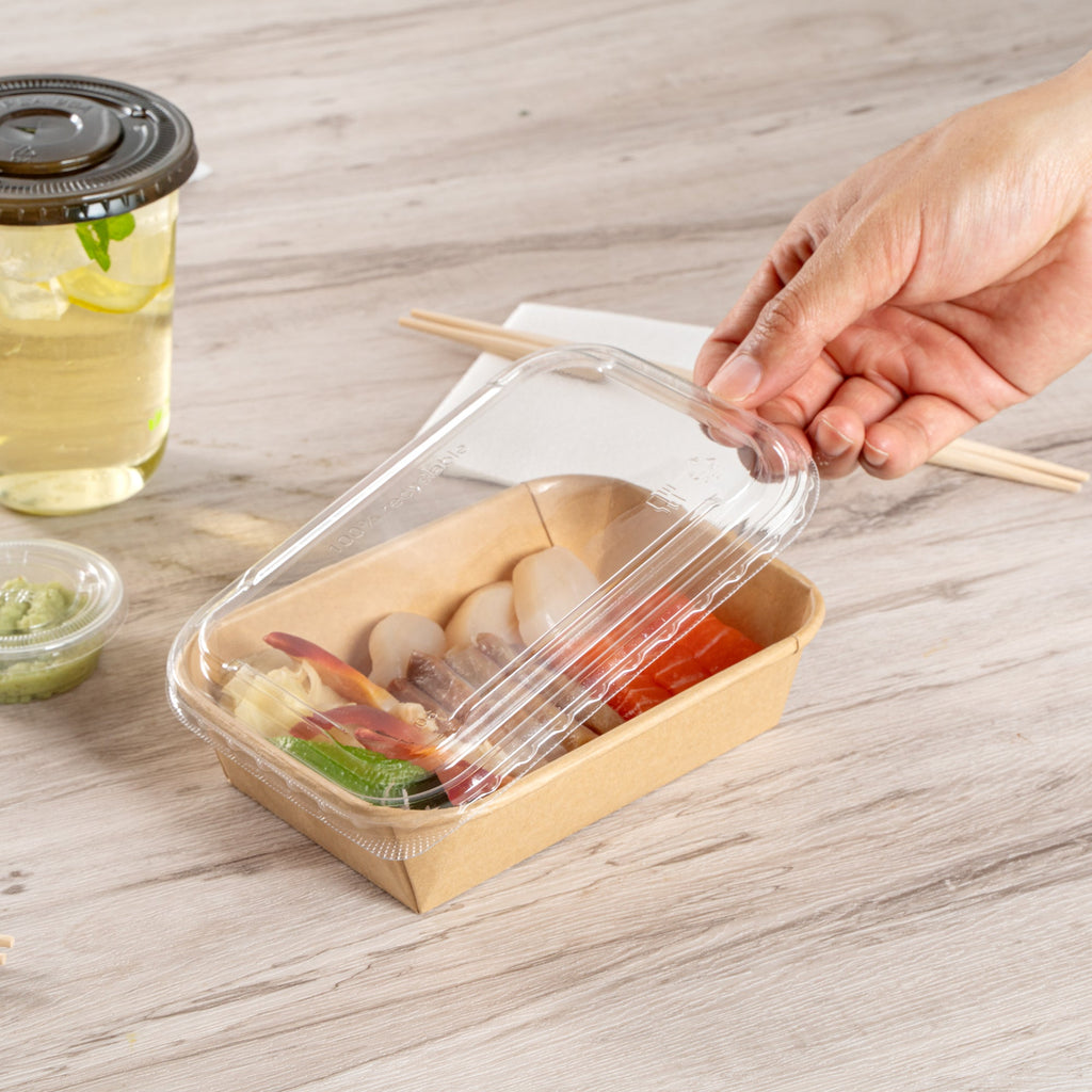 Matsuri Vision Clear PET Plastic Lid - Fits 17, 22, 26 and 34 oz Sushi Containers, Anti-Fog - 100 count box