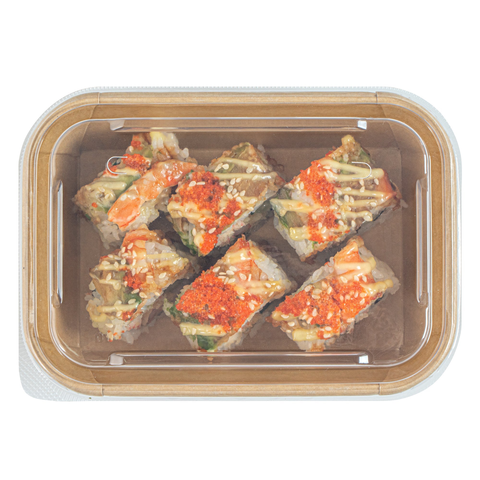 Matsuri Vision Clear PP Plastic Lid - Fits 17, 22, 26 and 34 oz Sushi Containers, Anti-Fog - 50 count box