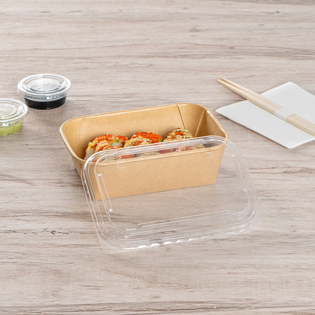 Matsuri Vision Clear PP Plastic Lid - Fits 17, 22, 26 and 34 oz Sushi Containers, Anti-Fog - 50 count box