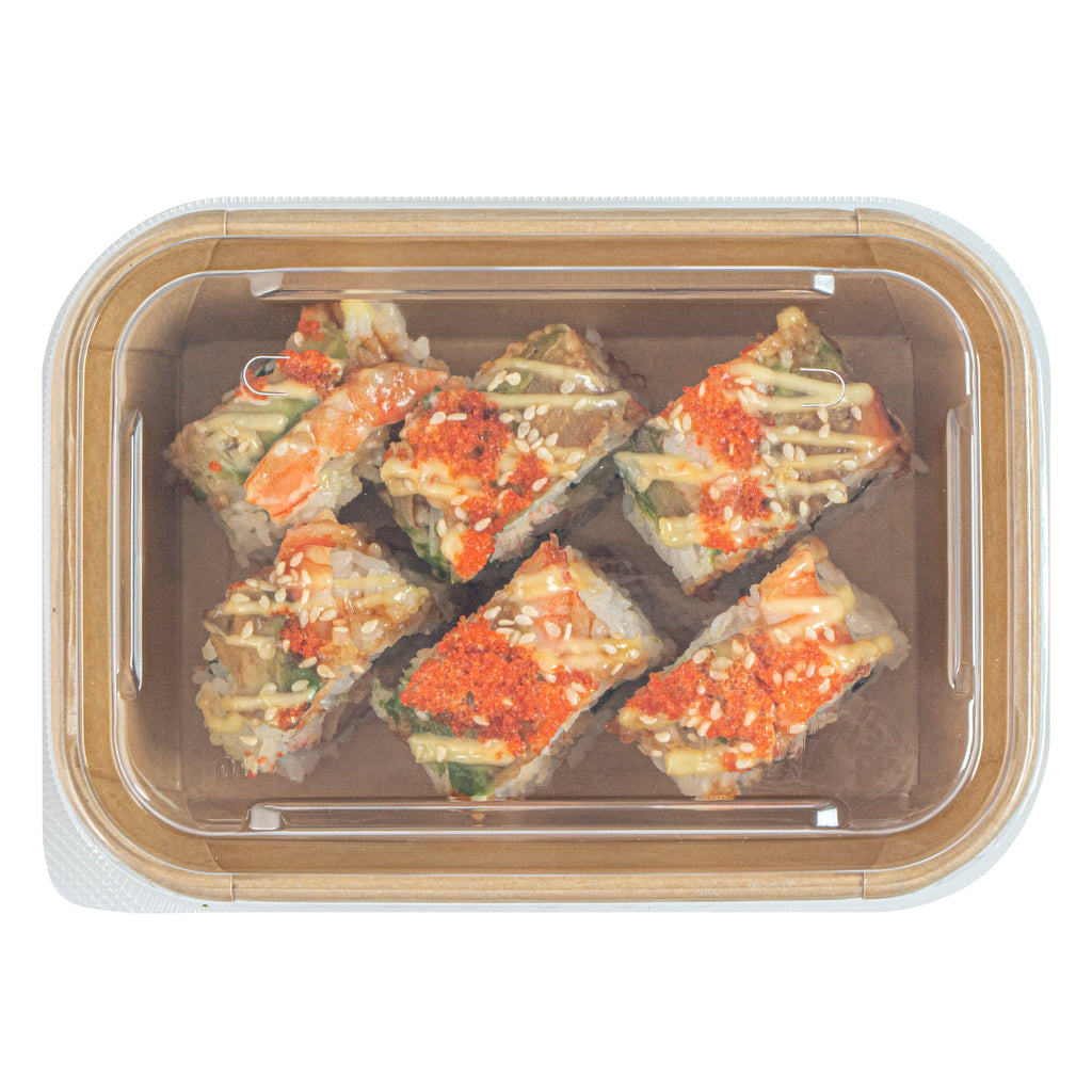 Matsuri Vision Clear PP Plastic Lid - Fits 17, 22, 26 and 34 oz Sushi Containers, Anti-Fog - 100 count box
