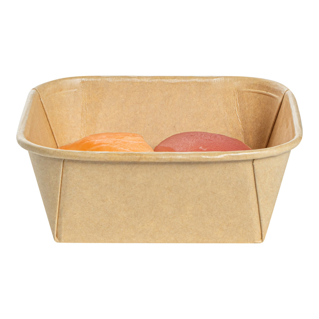Matsuri Vision 17 oz Square Kraft Paper Sushi Container - 5" x 5" x 2" - 100 count box
