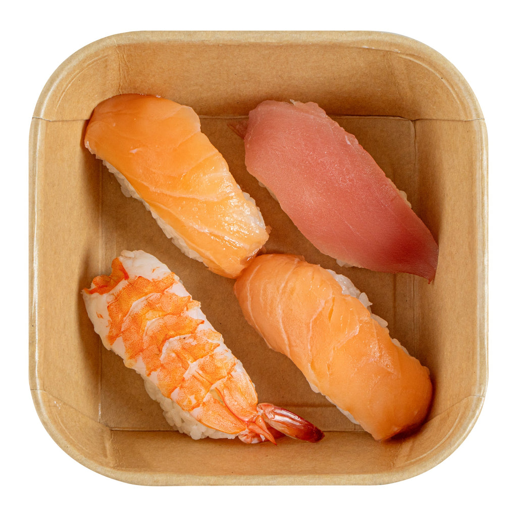Matsuri Vision 17 oz Square Kraft Paper Sushi Container - 5" x 5" x 2" - 100 count box