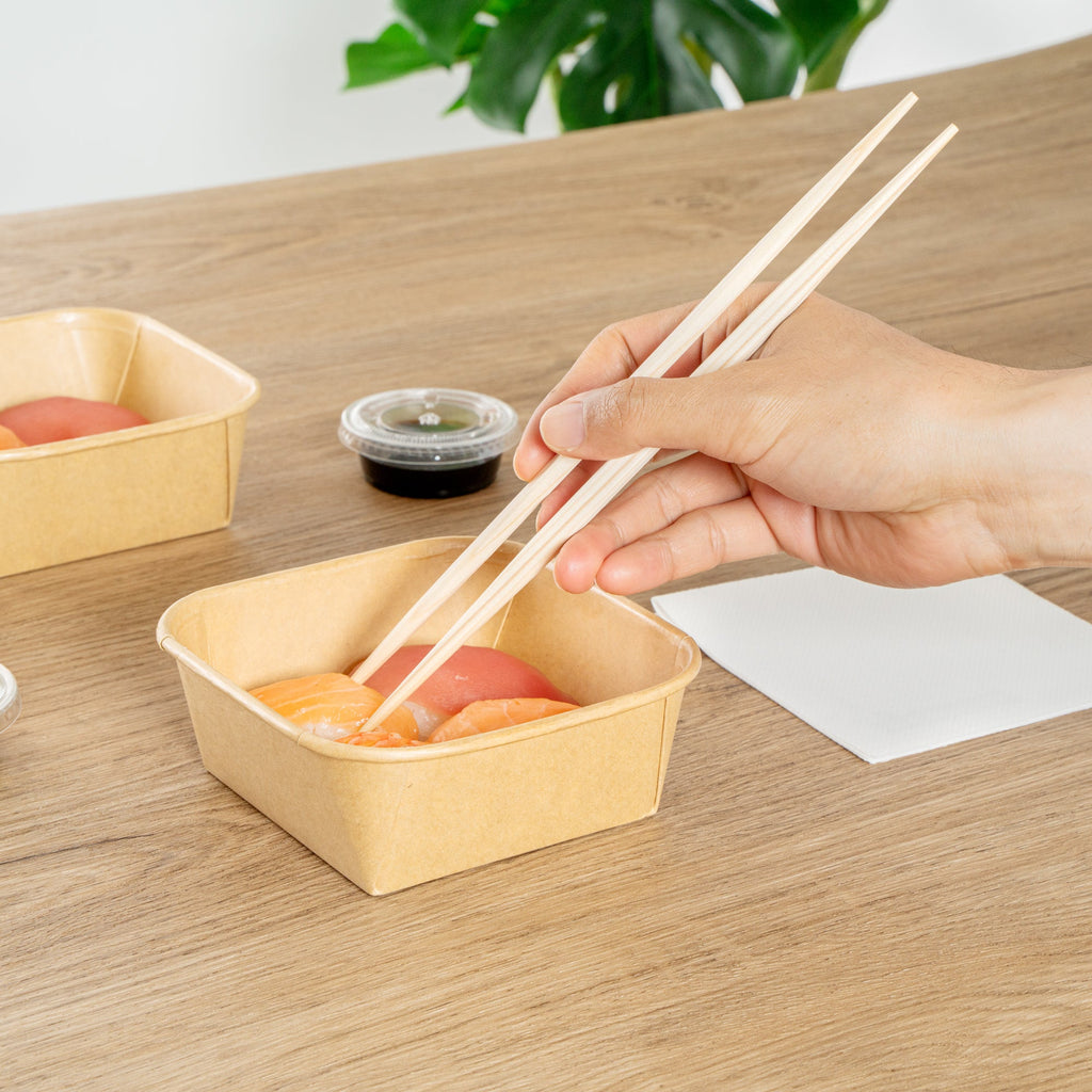 Matsuri Vision 17 oz Square Kraft Paper Sushi Container - 5" x 5" x 2" - 100 count box