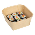 Matsuri Vision 22 oz Square Kraft Paper Sushi Container - 5" x 5" x 2 1/4" - 50 count box