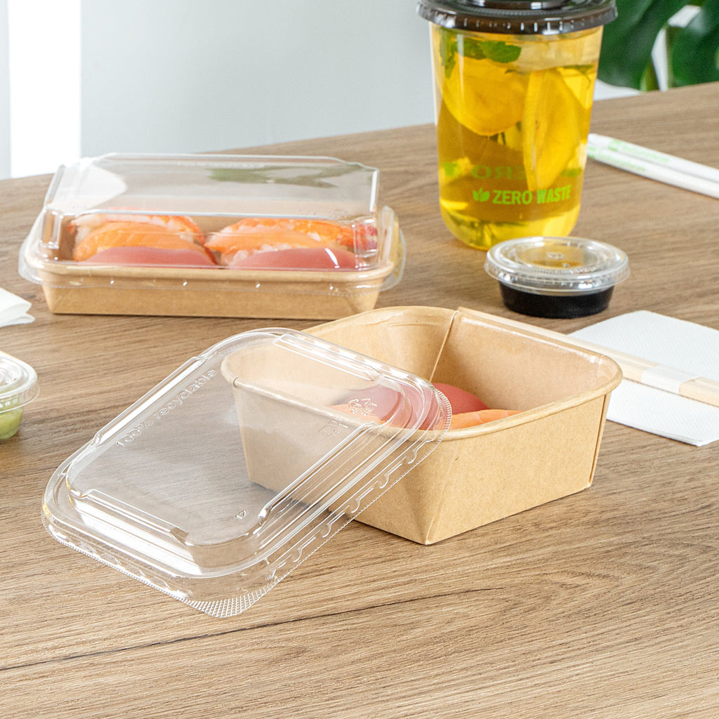 Matsuri Vision Clear PET Plastic Lid - Fits 17 and 22 oz Sushi Containers, Anti-Fog - 50 count box