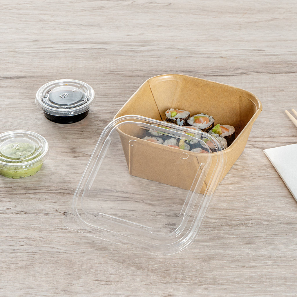 Matsuri Vision Clear PP Plastic Lid - Fits 17 and 22 oz Sushi Containers, Anti-Fog - 50 count box