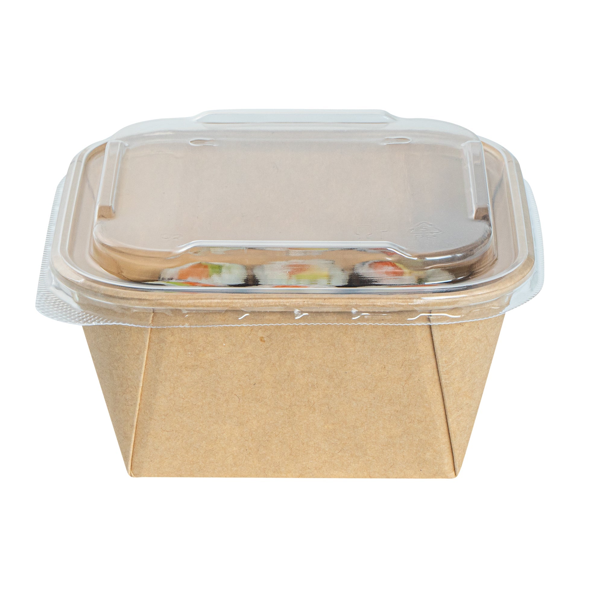 Matsuri Vision Clear PP Plastic Lid - Fits 17 and 22 oz Sushi Containers, Anti-Fog - 50 count box