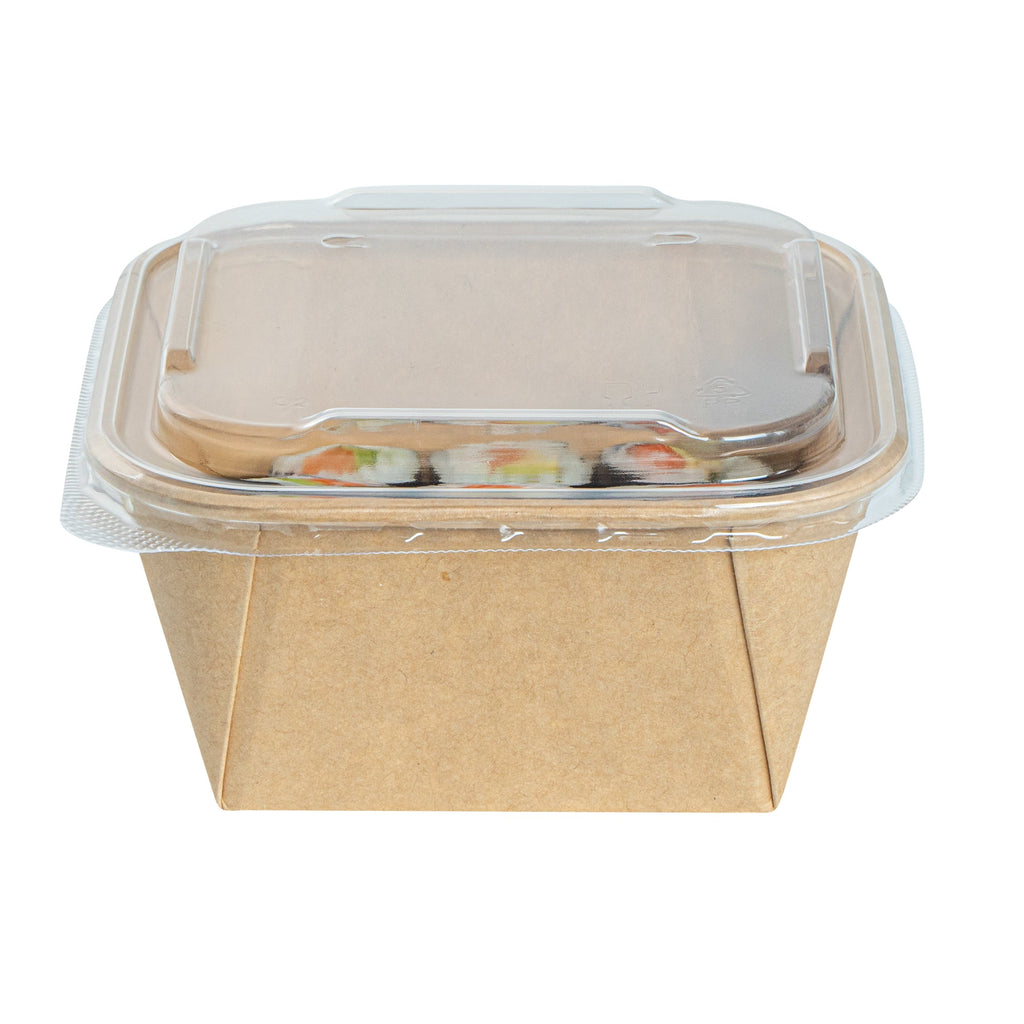 Matsuri Vision Clear PP Plastic Lid - Fits 17 and 22 oz Sushi Containers, Anti-Fog - 100 count box