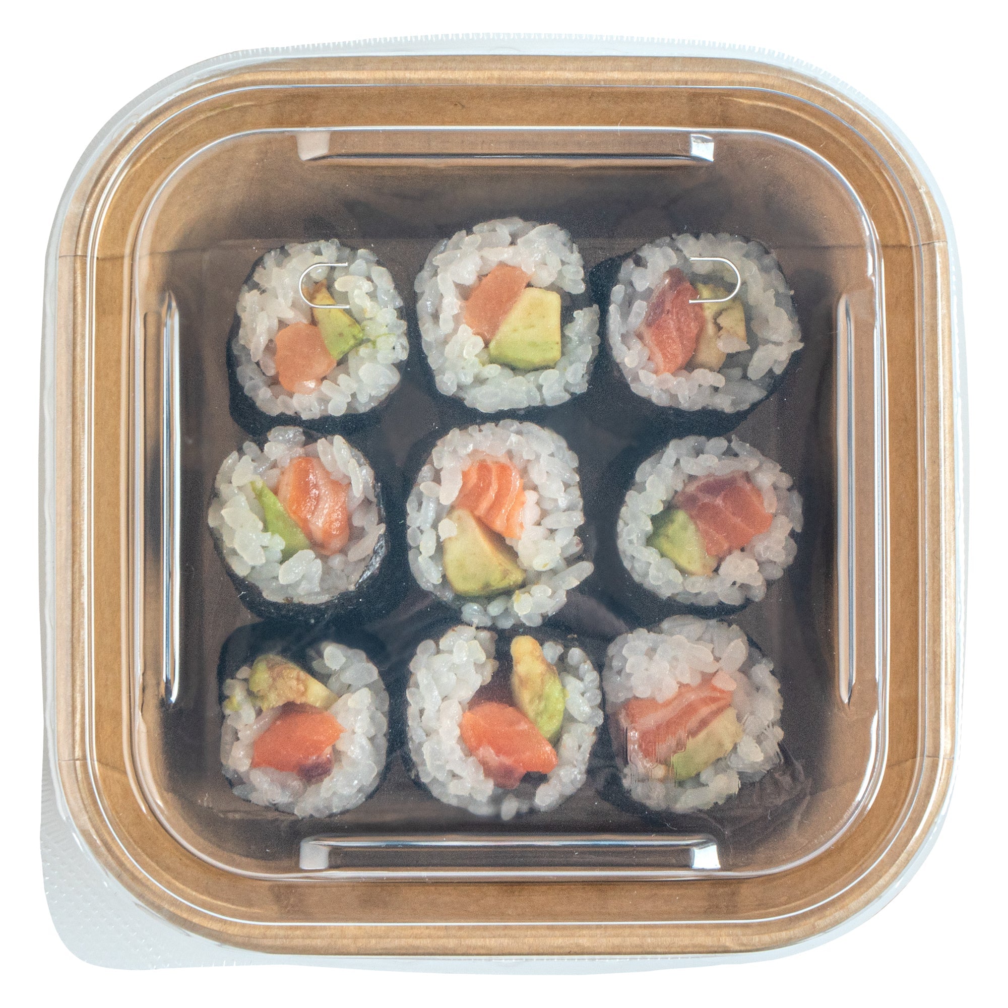 Matsuri Vision Clear PP Plastic Lid - Fits 17 and 22 oz Sushi Containers, Anti-Fog - 100 count box