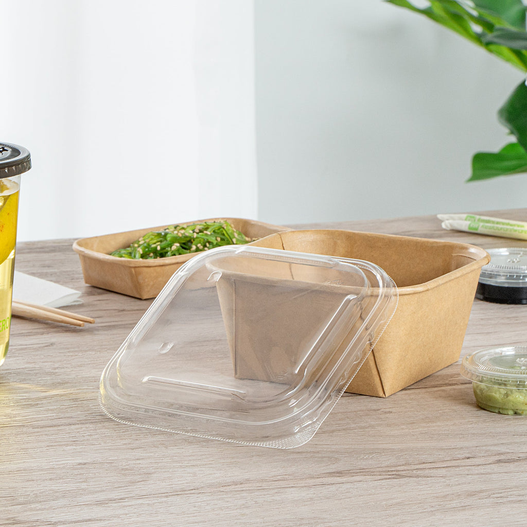 Matsuri Vision Clear PP Plastic Lid - Fits 17 and 22 oz Sushi Containers, Anti-Fog - 100 count box