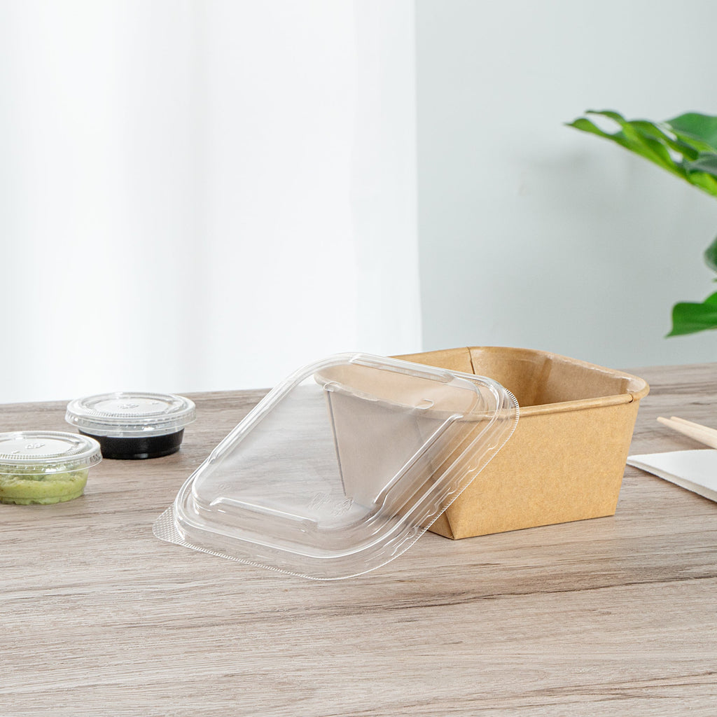 Matsuri Vision Clear PP Plastic Lid - Fits 17 and 22 oz Sushi Containers, Anti-Fog - 100 count box