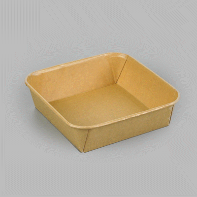 Matsuri Vision 34 oz Square Kraft Paper Sushi Container - 7" x 7" x 2" - 50 count box