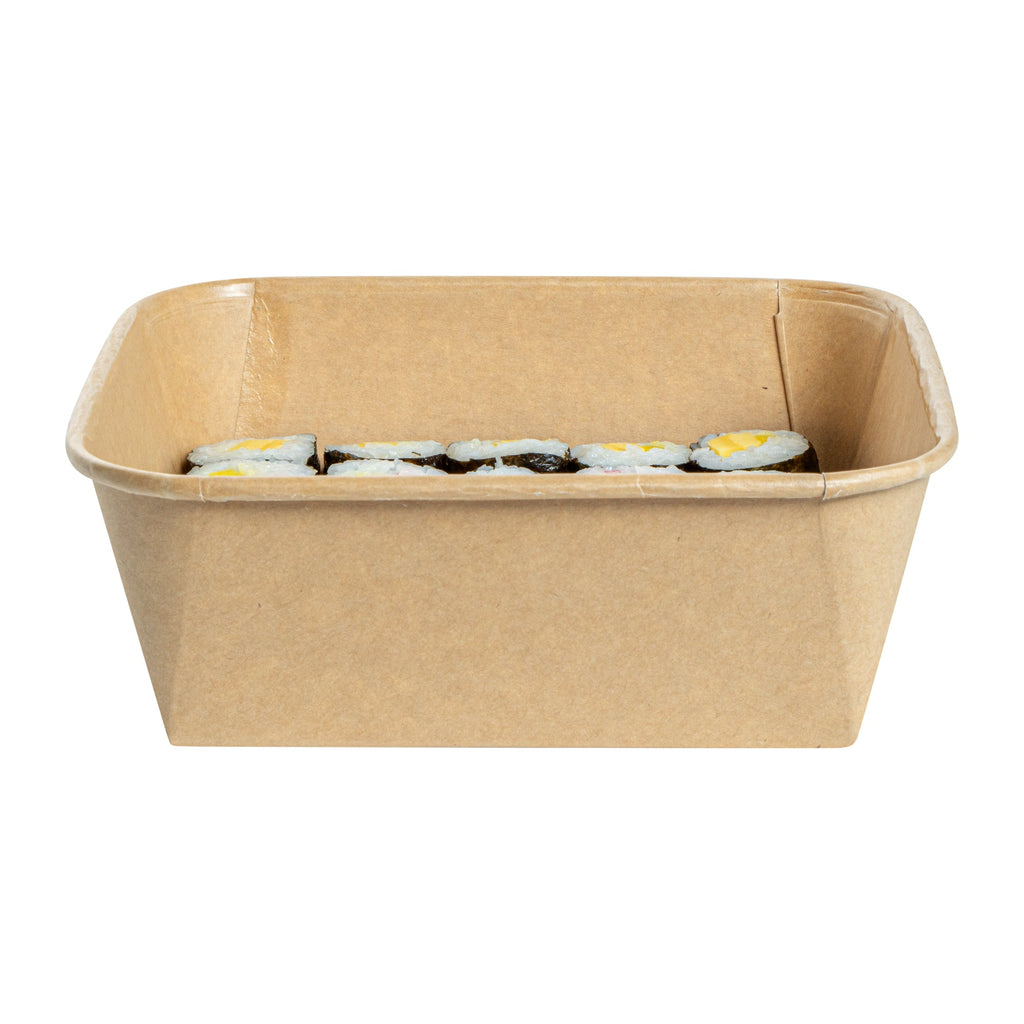 Matsuri Vision 45 oz Square Kraft Paper Sushi Container - 7" x 7" x 2 1/4" - 100 count box