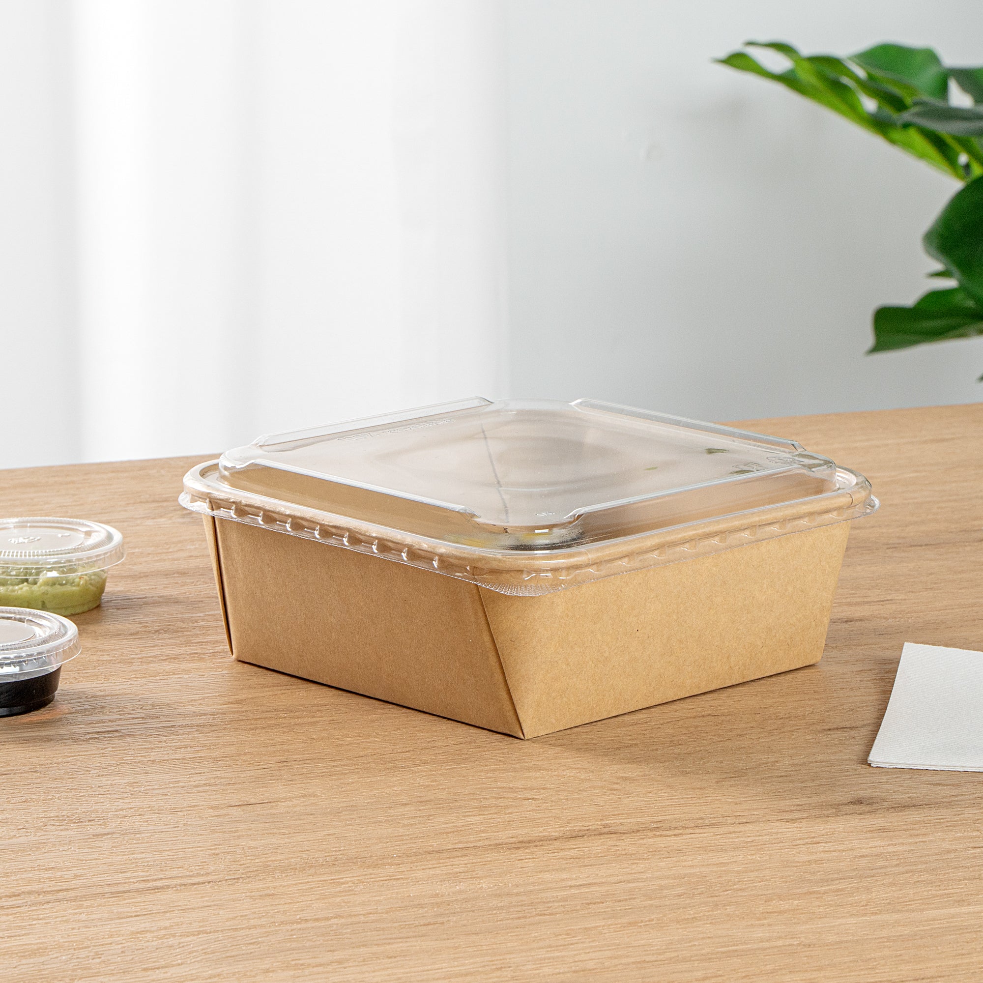 Matsuri Vision Clear PET Plastic Lid - Fits 34 and 45 oz Sushi Containers, Anti-Fog - 50 count box
