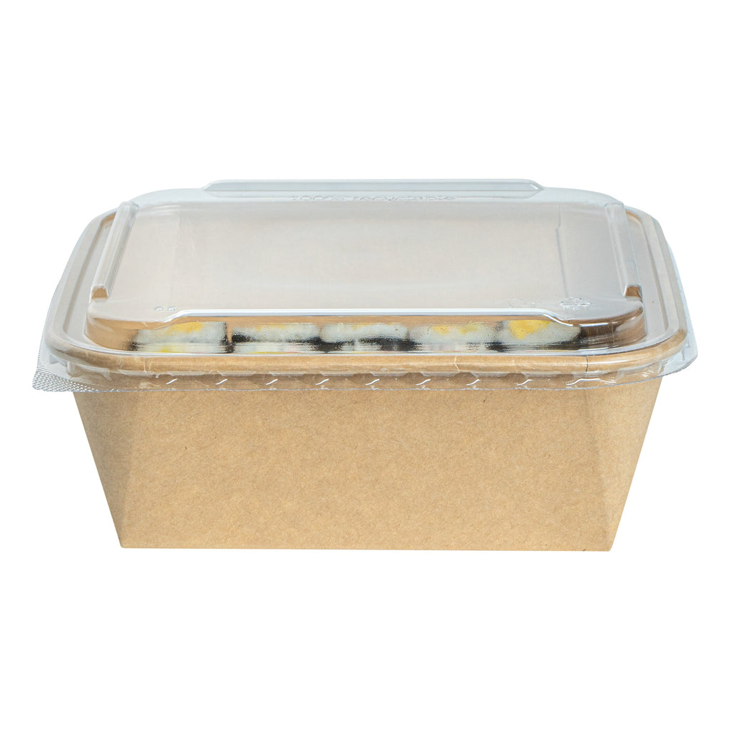 Matsuri Vision Clear PET Plastic Lid - Fits 34 and 45 oz Sushi Containers, Anti-Fog - 100 count box