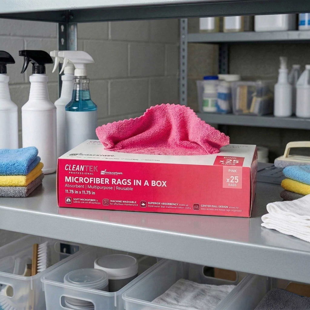 Clean Tek Professional Pink Microfiber Rags In A Box - 11 3/4" x 11 3/4" - 250 count box