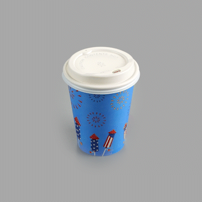 Restpresso 12 oz 4th of July Paper Single Wall Coffee Cup - with White Lid - 3 1/2" x 3 1/2" x 4 3/4" - 20 count box