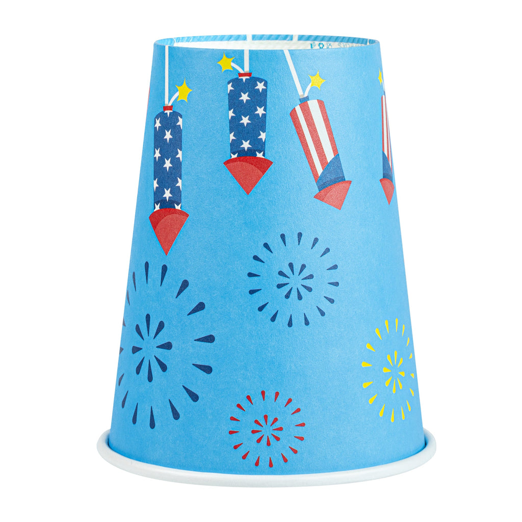 Restpresso 12 oz 4th of July Paper Single Wall Coffee Cup - with White Lid - 3 1/2" x 3 1/2" x 4 3/4" - 20 count box