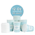 Restpresso 12 oz It's a Boy Paper Single Wall Coffee Cup - with White Lid - 3 1/2" x 3 1/2" x 4 3/4" - 20 count box