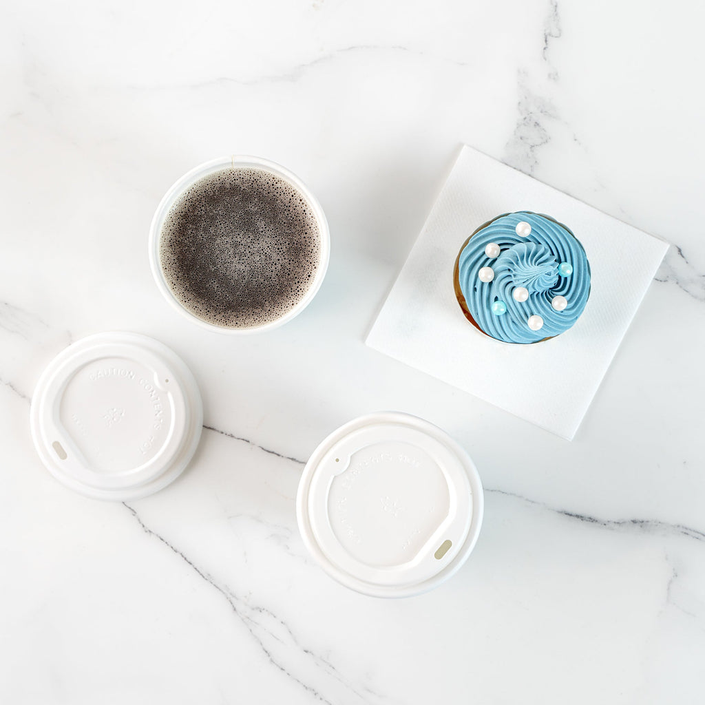 Restpresso 12 oz It's a Boy Paper Single Wall Coffee Cup - with White Lid - 3 1/2" x 3 1/2" x 4 3/4" - 20 count box