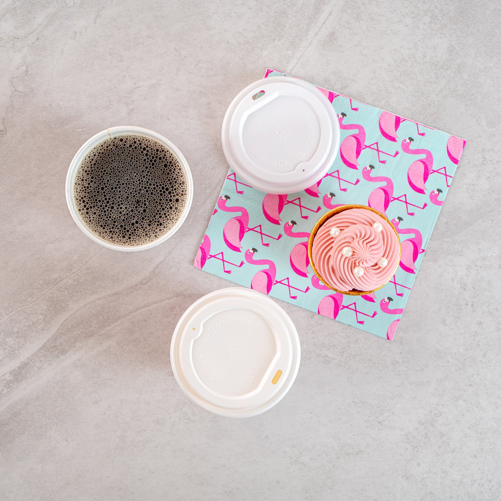 Restpresso 12 oz It's a Girl Paper Single Wall Coffee Cup - with White Lid - 3 1/2" x 3 1/2" x 4 3/4" - 20 count box