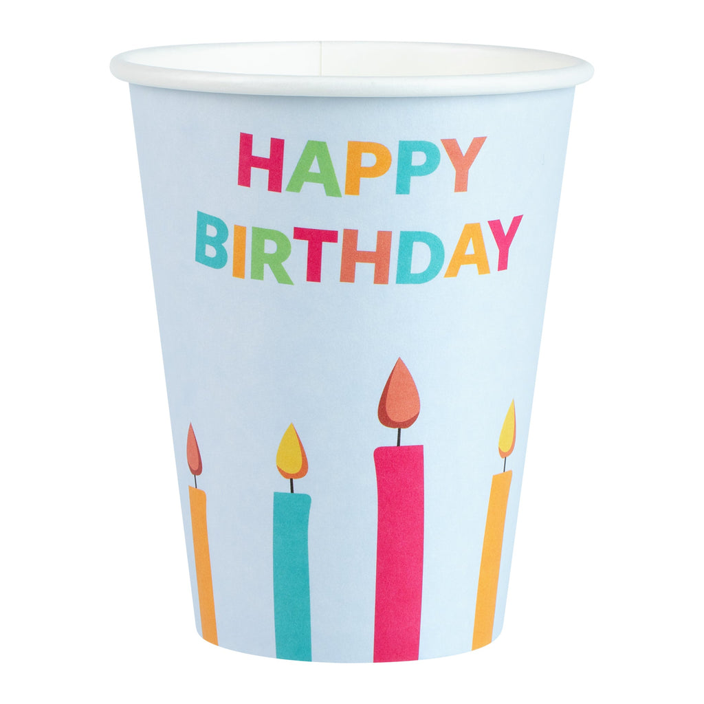 Restpresso 12 oz Happy Birthday Paper Single Wall Coffee Cup - with White Lid - 3 1/2" x 3 1/2" x 4 3/4" - 400 count box