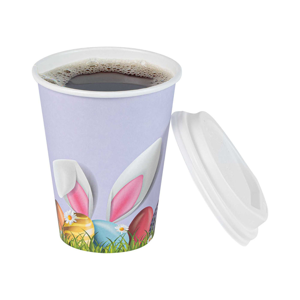 Restpresso 12 oz Easter Paper Single Wall Coffee Cup - with White Lid - 3 1/2" x 3 1/2" x 4 3/4" - 400 count box